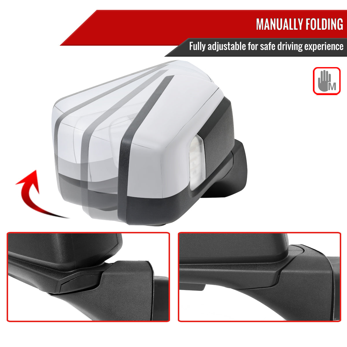 2019-2026 GMC Sierra 1500 Chrome Power Adjustable, Manual Fold, BSD & Heated Side Mirror w/ LED Puddle and Turn Signal Light - Passenger Side Only