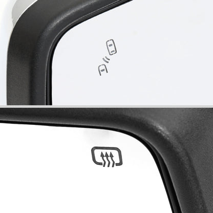 2019-2026 GMC Sierra 1500 Chrome Power Adjustable, Auto-Fold, BSD & Heated Side Mirror w/ LED Puddle and Turn Signal Light - Driver Side Only
