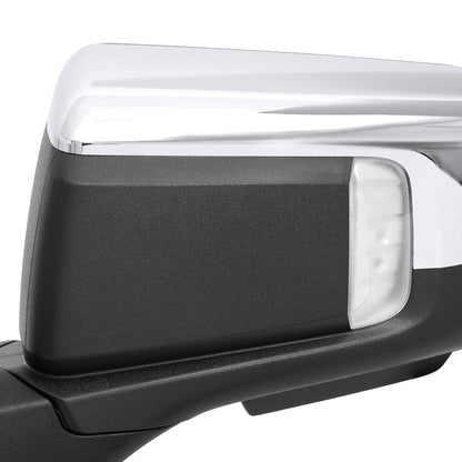 2019-2026 GMC Sierra 1500 Chrome Power Adjustable, Auto-Fold, BSD & Heated Side Mirror w/ LED Puddle and Turn Signal Light - Driver Side Only
