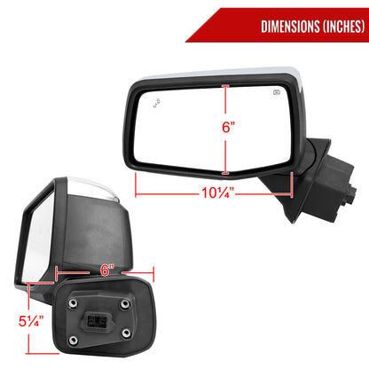 2019-2026 GMC Sierra 1500 Chrome Power Adjustable, Auto-Fold, BSD & Heated Side Mirror w/ LED Puddle and Turn Signal Light - Driver Side Only
