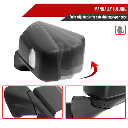 2019-2026 GMC Sierra 1500 Black Power Adjustable, Manual Fold, BSD & Heated Side Mirror w/ LED Puddle and Auxiliary Light - Driver Side Only