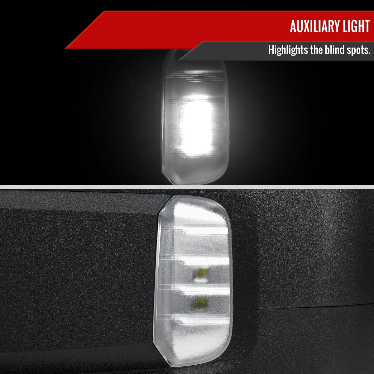 2019-2026 GMC Sierra 1500 Black Power Adjustable, Manual Fold, BSD & Heated Side Mirror w/ LED Puddle and Auxiliary Light - Driver Side Only