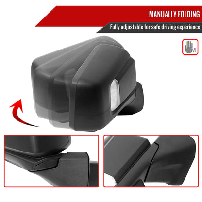 2019-2026 GMC Sierra 1500 Black Power Adjustable, Manual Fold, BSD & Heated Side Mirror w/ LED Puddle and Auxiliary Light - Passenger Side Only