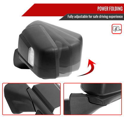 2019-2026 GMC Sierra 1500 Black Power Adjustable, Auto-Fold, BSD & Heated Side Mirror w/ LED Puddle and Auxiliary Light - Driver Side Only