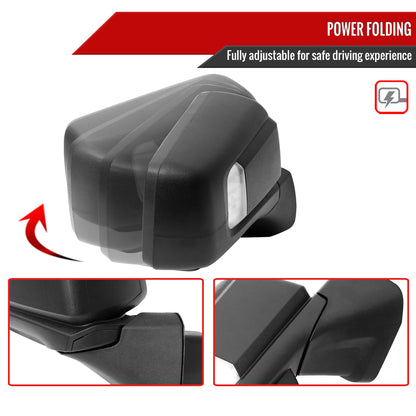 2019-2026 GMC Sierra 1500 Black Power Adjustable, Auto-Fold, BSD & Heated Side Mirror w/ LED Puddle and Auxiliary Light - Passenger Side Only