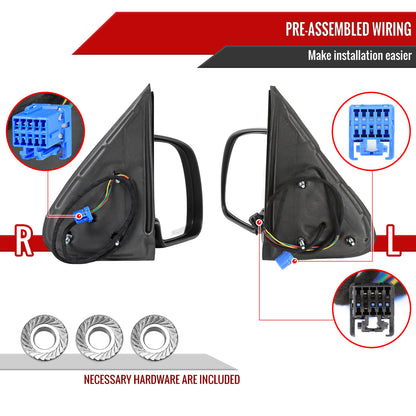 2003-2007 Chevrolet Silverado / Suburban /Avalanche / Tahoe GMC Sierra / Yukon Matte Black Power Heated Side Mirrors