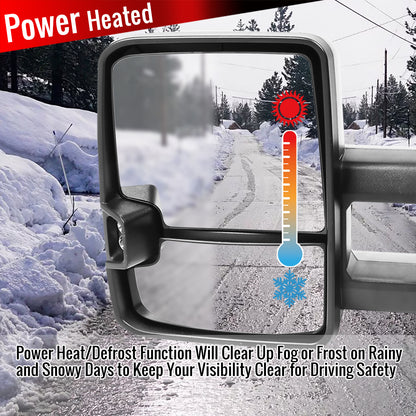2003-2007 Chevrolet Silverado / Suburban /Avalanche / Tahoe GMC Sierra / Yukon Matte Black Power Heated Side Mirrors