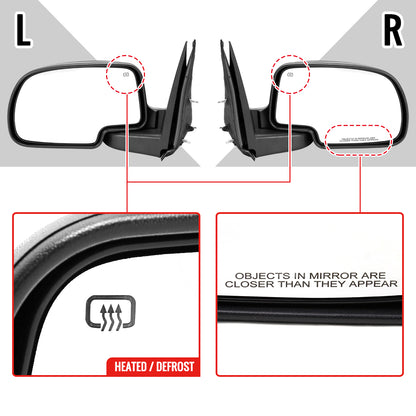 2003-2007 Chevrolet Silverado / Suburban /Avalanche / Tahoe GMC Sierra / Yukon Matte Black Power Heated Side Mirrors - Driver Side Only