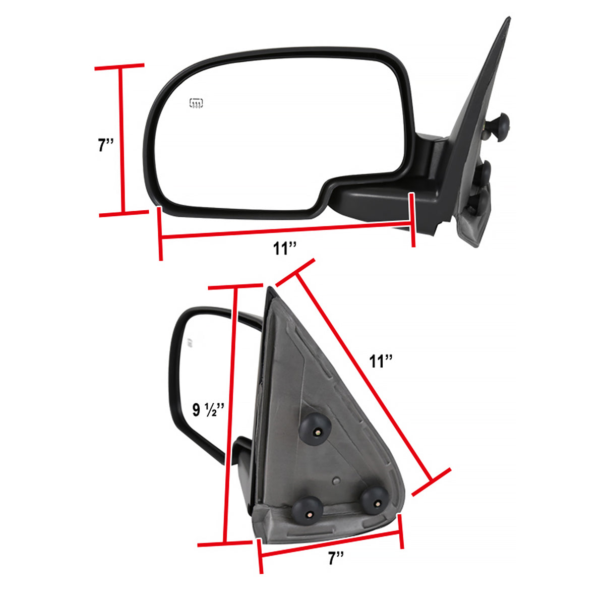 2003-2007 Chevrolet Silverado/Suburban/Avalanche/Tahoe GMC Sierra/Yukon Black Power Adjustable & Heated Side Mirror - Driver Side Only