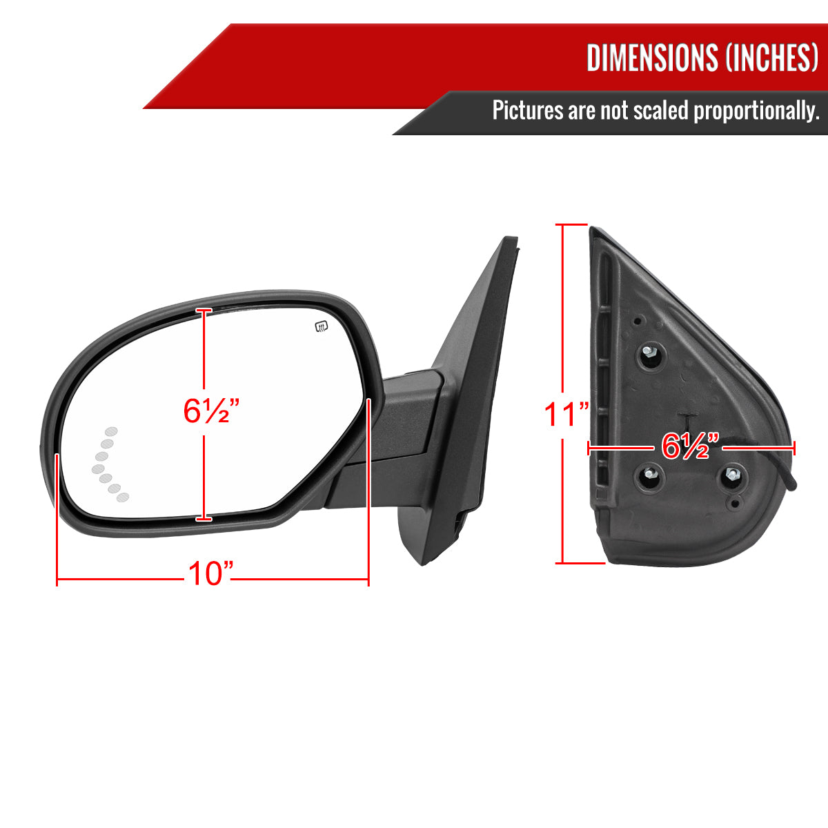 2007-2013 Chevrolet Silverado GMC Sierra Chrome Power Adjustable, Auto-Fold & Heated Side Mirror w/ LED Puddle and Turn Signal Light - Driver Side Only