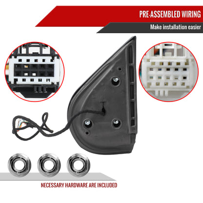 2007-2013 Chevrolet Silverado GMC Sierra Black Power Adjustable, Auto-Fold & Heated Side Mirror w/ LED Puddle and Turn Signal Light - Passenger Side Only