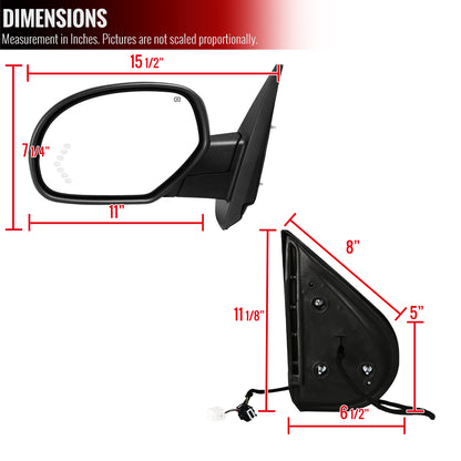 2007-2013 Chevrolet Silverado/GMC Sierra Matte Black Power Adjustable & Heated Side Mirror w/ LED Turn Arrow Signal & Puddle Light - Driver Side Only