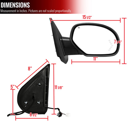 2007-2013 Chevrolet Silverado/GMC Sierra Matte Black Power Adjustable & Heated Side Mirror w/ LED Turn Arrow Signal & Puddle Light - Passenger Side Only