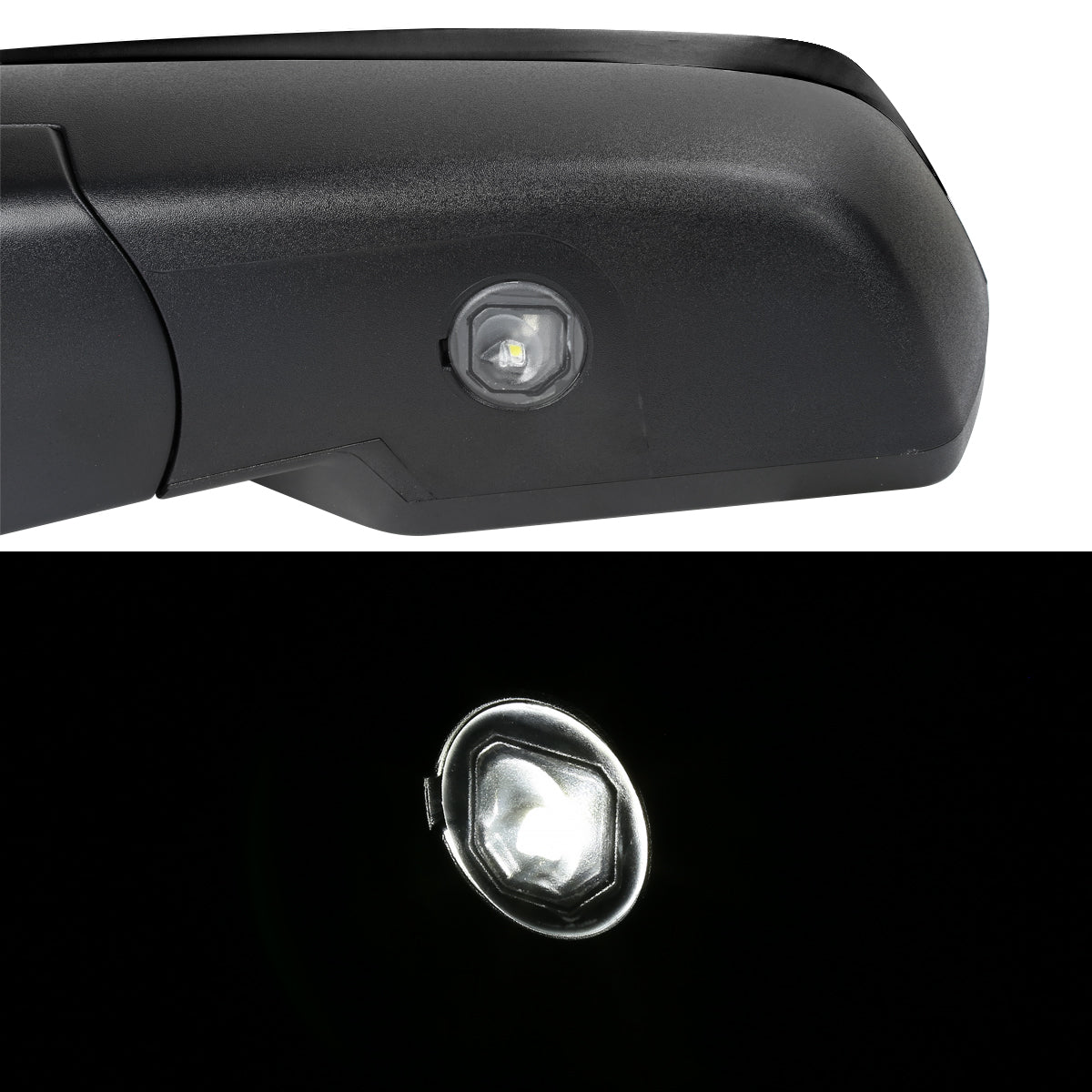 2014-2018 Chevrolet Silverado/GMC Sierra Glossy Black Power Adjustable & Heated Side Mirror w/ LED Puddle Light - Driver Side Only