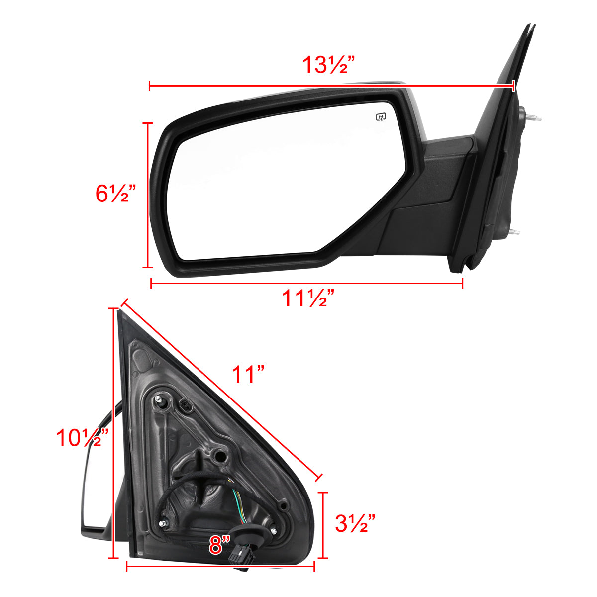 2014-2018 Chevrolet Silverado/GMC Sierra Glossy Black Power Adjustable & Heated Side Mirror w/ LED Puddle Light - Driver Side Only