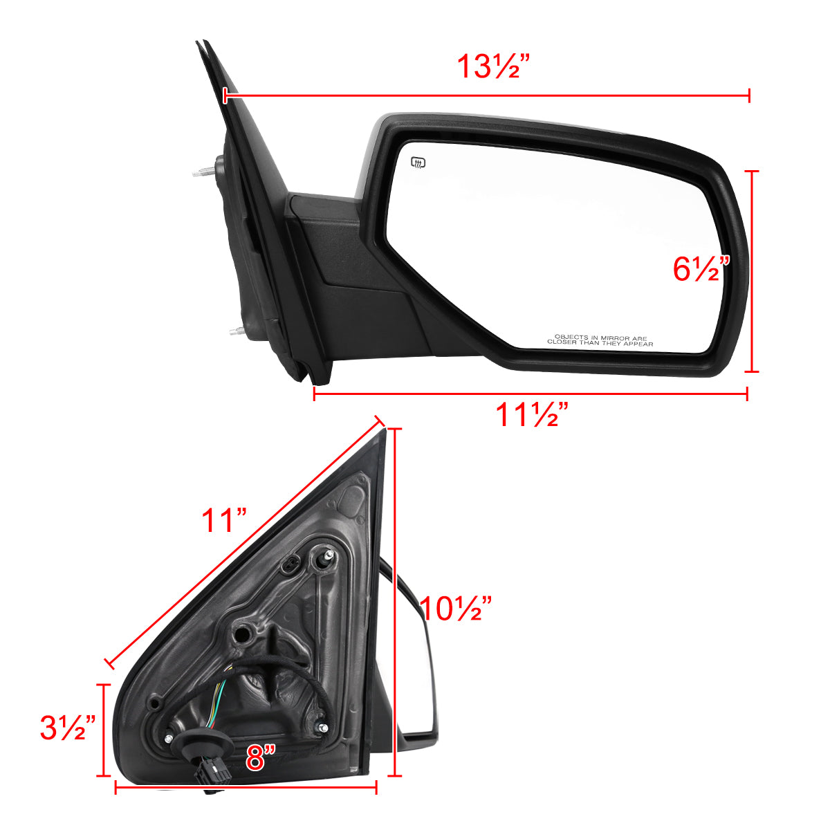 2014-2018 Chevrolet Silverado/GMC Sierra Glossy Black Power Adjustable & Heated Side Mirror w/ LED Puddle Light - Passenger Side Only