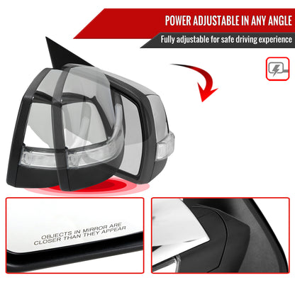 2014-2018 Chevrolet Silverado/GMC Sierra Chrome Power Adjustable, Auto-Fold, & Heated Side Mirror w/ LED Turn Signal & Puddle Light - Passenger Side Only