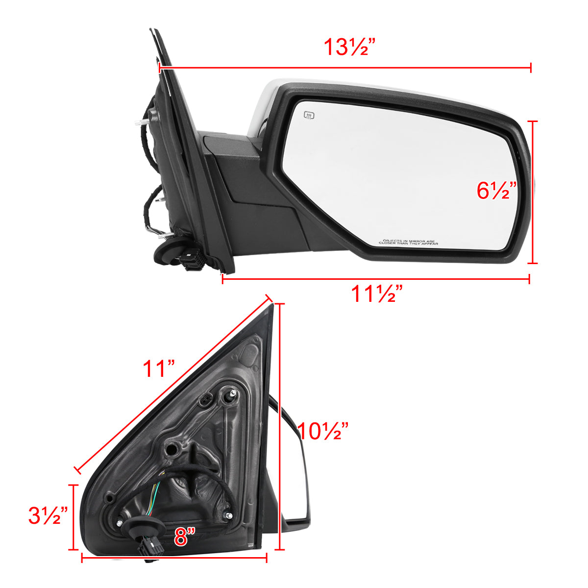 2014-2018 Chevrolet Silverado/GMC Sierra Chrome Power Adjustable & Heated Side Mirror w/ LED Puddle Light - Passenger Side Only