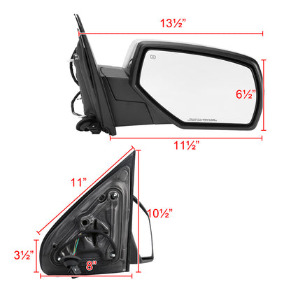 2014-2018 Chevrolet Silverado/GMC Sierra Chrome Power Adjustable & Heated Side Mirror w/ LED Puddle Light - Passenger Side Only