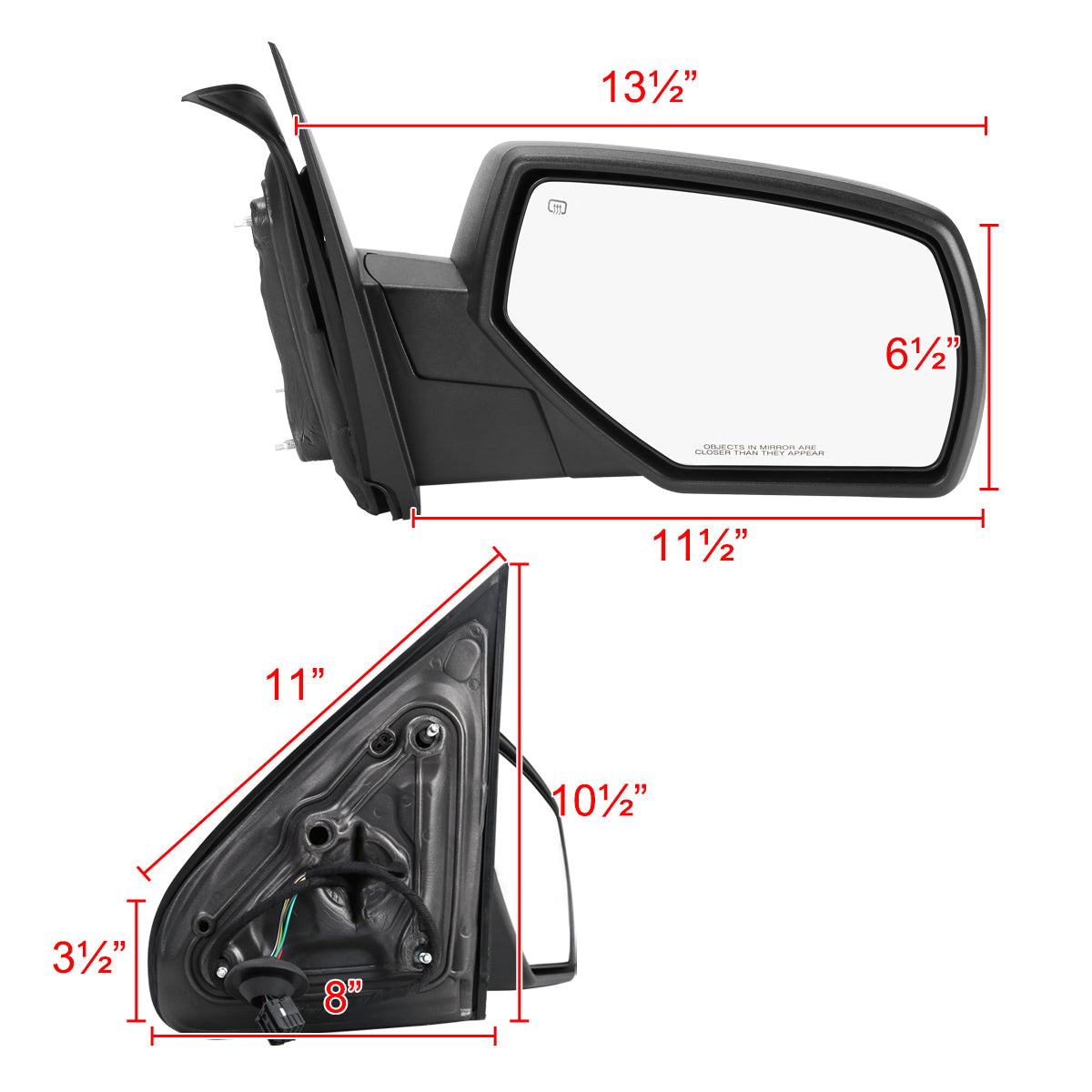 2014-2018 Chevrolet Silverado/GMC Sierra Matte Black Power Adjustable, Heated Side Mirror w/ LED Puddle Light - Passenger Side Only