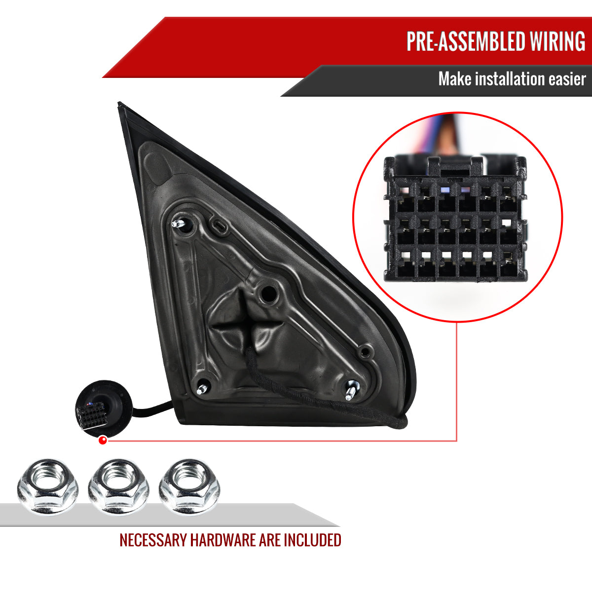 2014-2018 Chevrolet Silverado/GMC Sierra Manual Fold Power Adjustable Heated LED Turn Signal Glossy Black Side Mirror (Driver Side only)