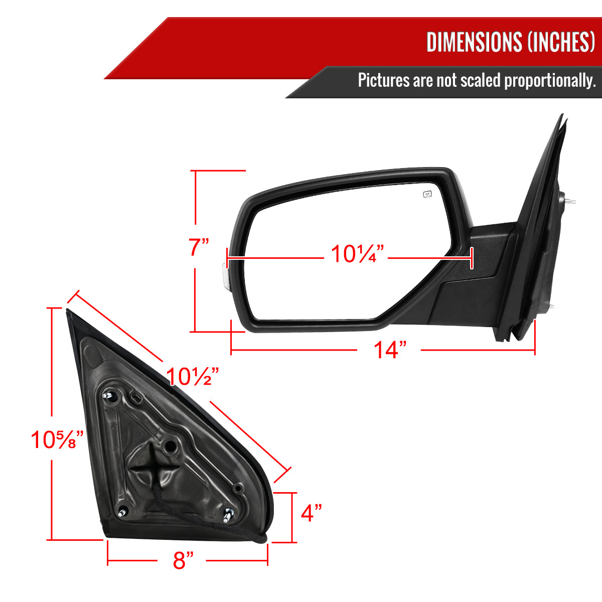 2014-2018 Chevrolet Silverado/GMC Sierra Manual Fold Power Adjustable Heated LED Turn Signal Glossy Black Side Mirror (Driver Side only)