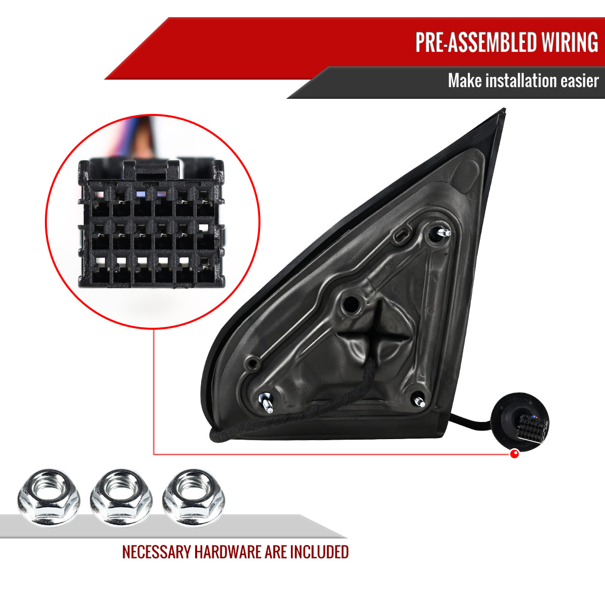 2014-2018 Chevrolet Silverado/GMC Sierra Manual Fold Power Adjustable Heated LED Turn Signal Glossy Black Side Mirror (Passenger Side only)