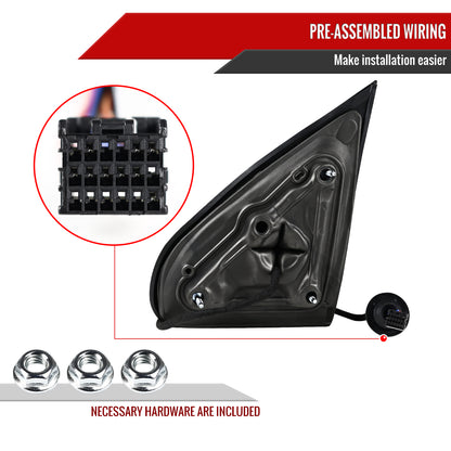 2014-2018 Chevrolet Silverado/GMC Sierra Manual Fold Power Adjustable Heated LED Turn Signal Glossy Black Side Mirror (Passenger Side only)