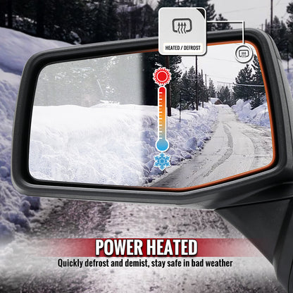 2019-2026 Chevrolet Silverado 1500 Black Power Adjustable, Manual Fold & Heated Side Mirror - Driver Side Only