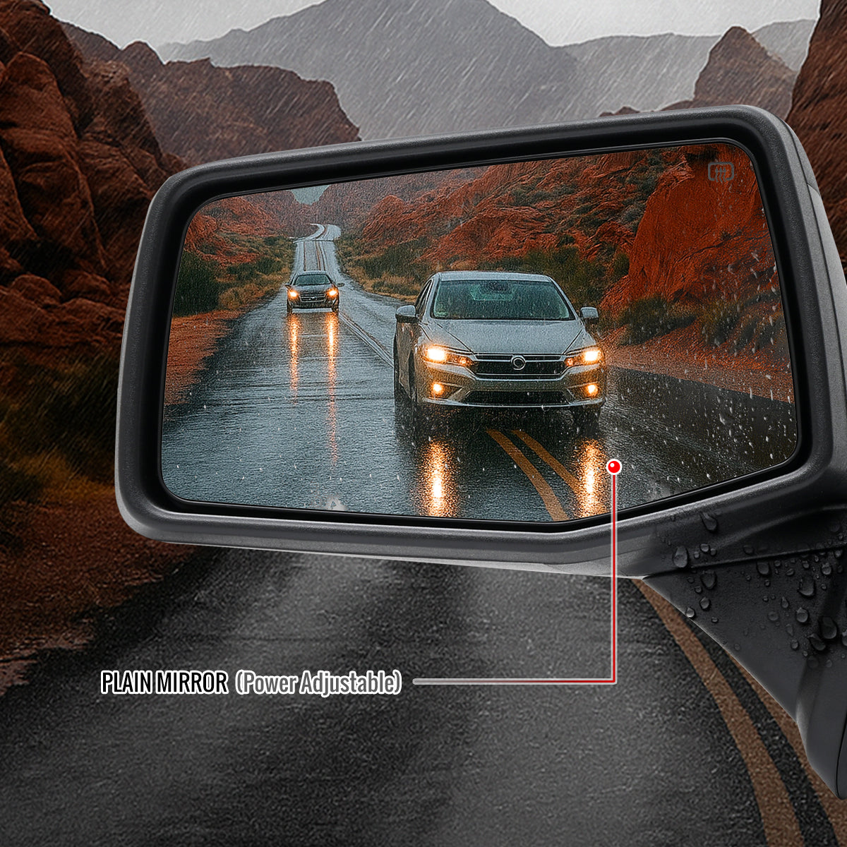 2019-2026 Chevrolet Silverado 1500 Black Power Adjustable, Manual Fold & Heated Side Mirror - Driver Side Only