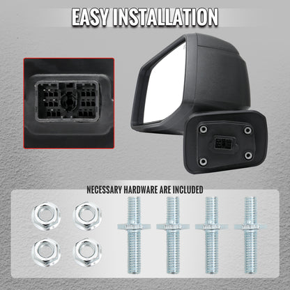 2019-2026 Chevrolet Silverado 1500 Black Power Adjustable, Manual Fold & Heated Side Mirror - Driver Side Only
