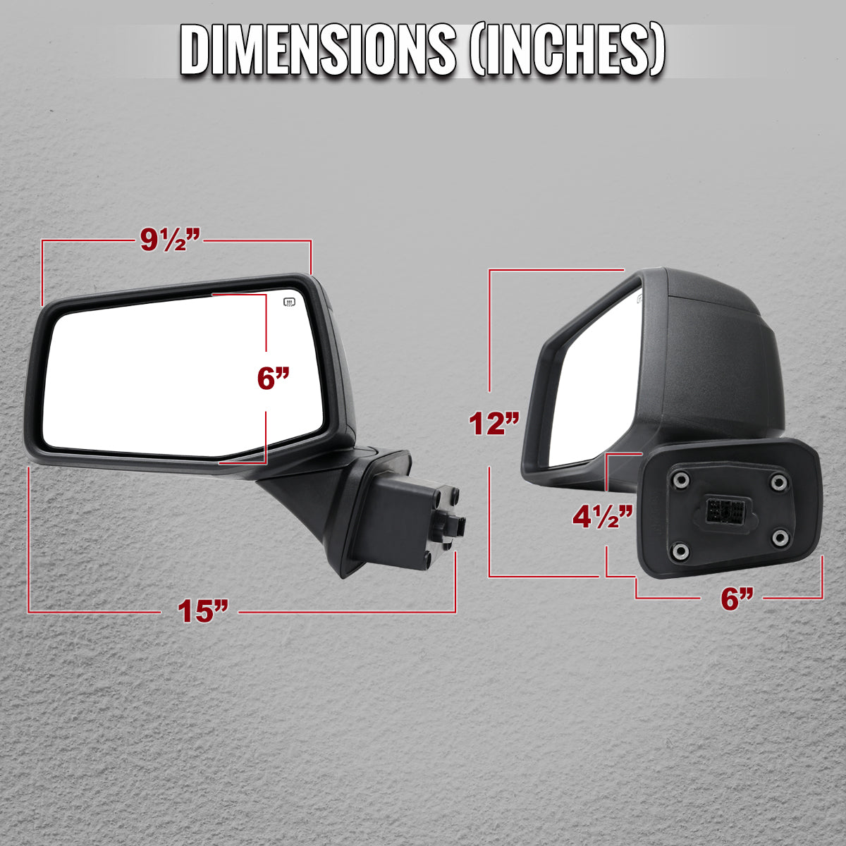 2019-2026 Chevrolet Silverado 1500 Black Power Adjustable, Manual Fold & Heated Side Mirror - Driver Side Only