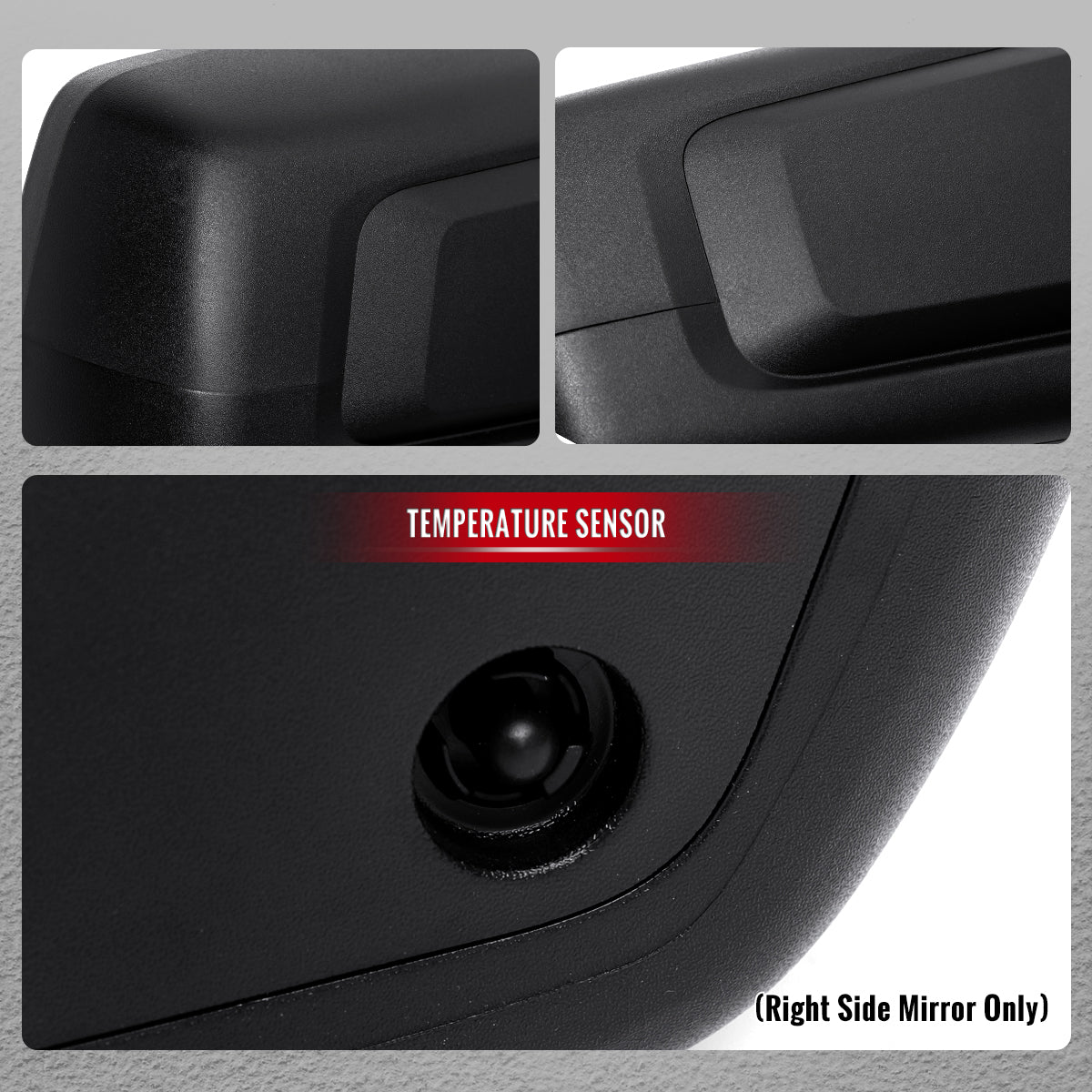 2019-2026 Chevrolet Silverado 1500 Black Power Adjustable, Manual Fold & Heated Side Mirror w/ t Temperature Sensor - Passenger Side Only