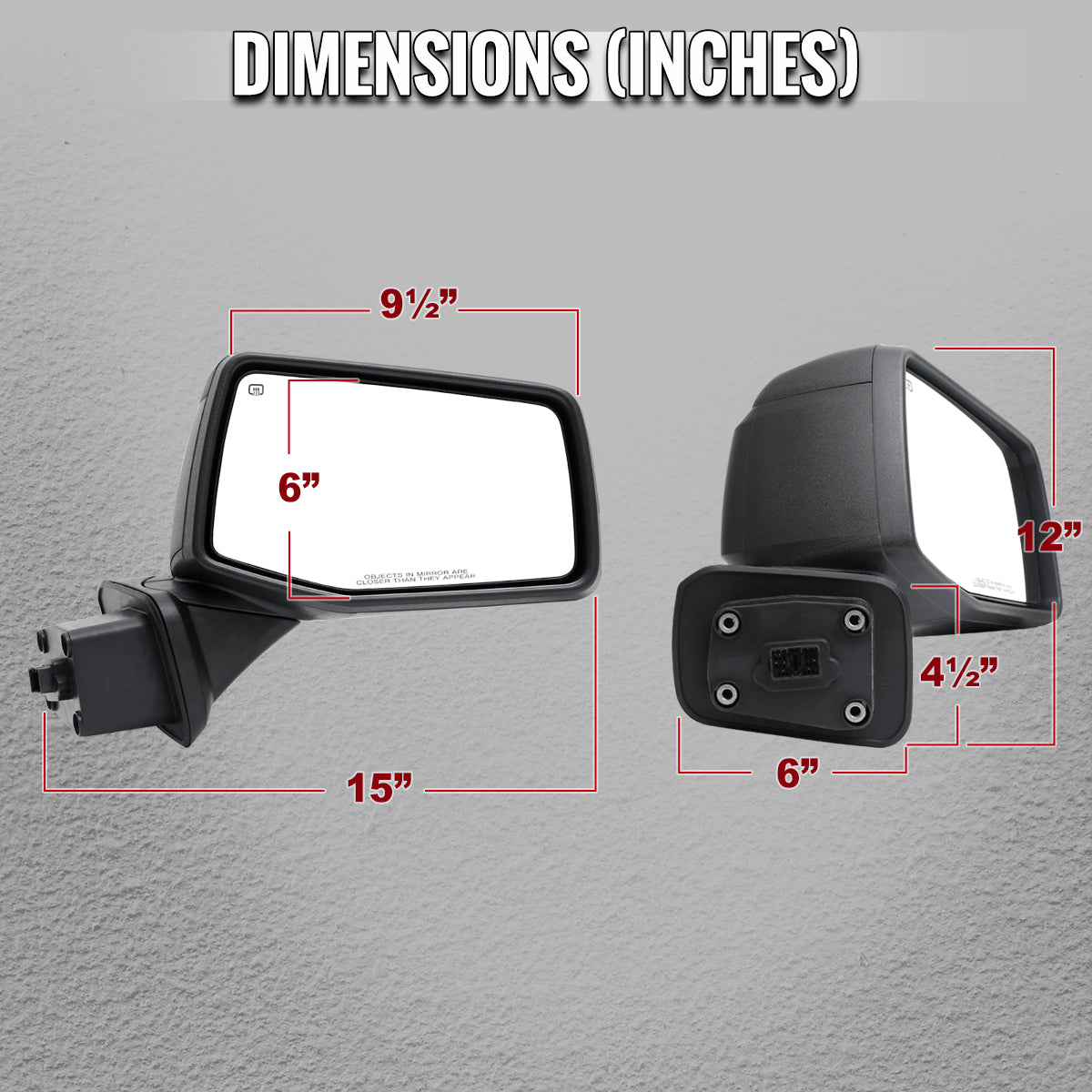 2019-2026 Chevrolet Silverado 1500 Black Power Adjustable, Manual Fold & Heated Side Mirror w/ t Temperature Sensor - Passenger Side Only