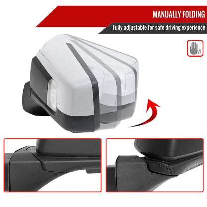 2019-2026 Chevrolet Silverado 1500 Chrome Power Adjustable, Manual Fold, BSD & Heated Side Mirror w/ LED Puddle and Turn Signal Light - Driver Side Only