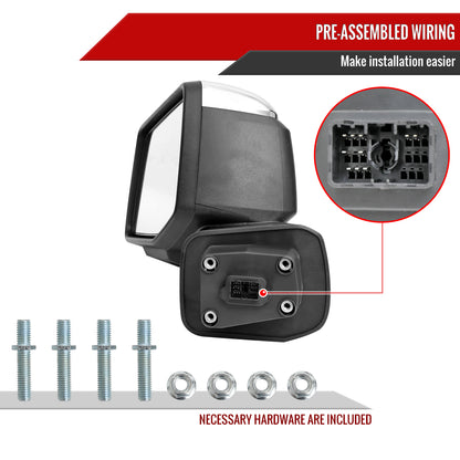 2019-2026 Chevrolet Silverado 1500 Chrome Power Adjustable, Manual Fold, BSD & Heated Side Mirror w/ LED Puddle and Turn Signal Light - Driver Side Only