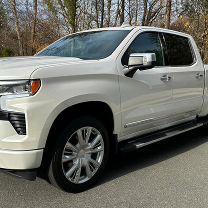 2019-2026 Chevrolet Silverado 1500 Chrome Power Adjustable, Manual Fold, BSD & Heated Side Mirror w/ LED Puddle and Turn Signal Light - Driver Side Only
