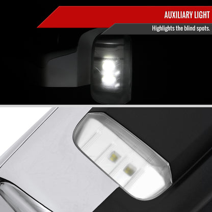 2019-2026 Chevrolet Silverado 1500 Chrome Power Adjustable, Auto-Fold, BSD & Heated Side Mirror w/ LED Puddle and Turn Signal Light - Passenger Side Only