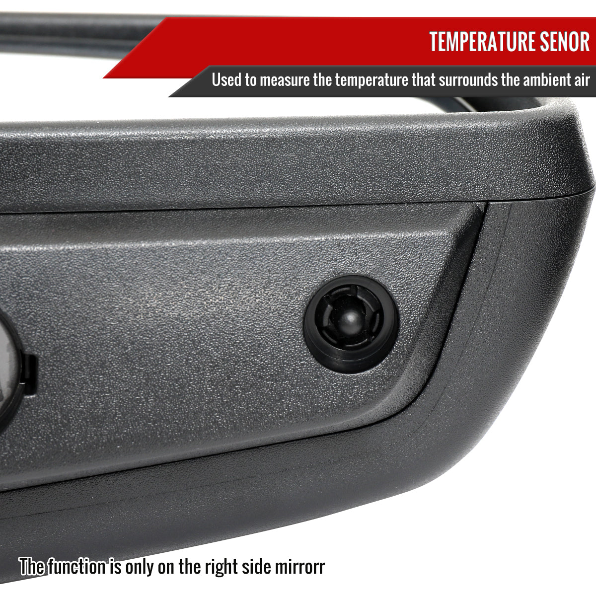 2019-2026 Chevrolet Silverado 1500 Black Power Adjustable, Manual Fold, BSD & Heated Side Mirror w/ LED Puddle and Auxiliary Light - Passenger Side Only