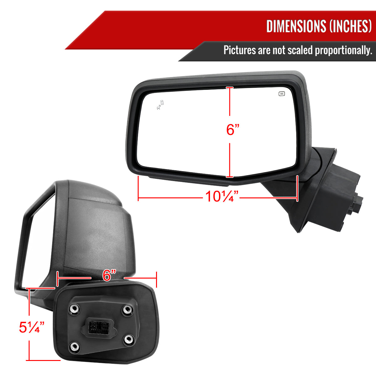 2019-2026 Chevrolet Silverado 1500 Black Power Adjustable, Auto-Fold, BSD & Heated Side Mirror w/ LED Puddle and Auxiliary Light - Driver Side Only