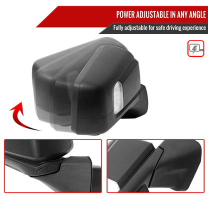 2019-2026 Chevrolet Silverado 1500 Black Power Adjustable, Auto-Fold, BSD & Heated Side Mirror w/ LED Puddle and Auxiliary Light - Passenger Side Only