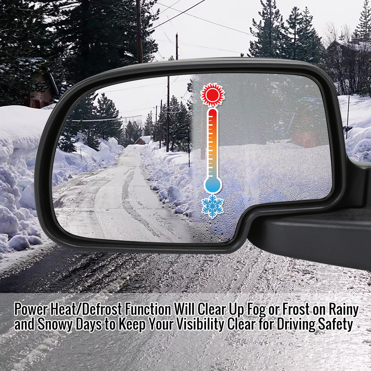 1999-2002 Chevrolet Silverado/Tahoe/Suburban GMC Sierra/Yukon Power Heated Matte Black Left/Driver Side Mirror