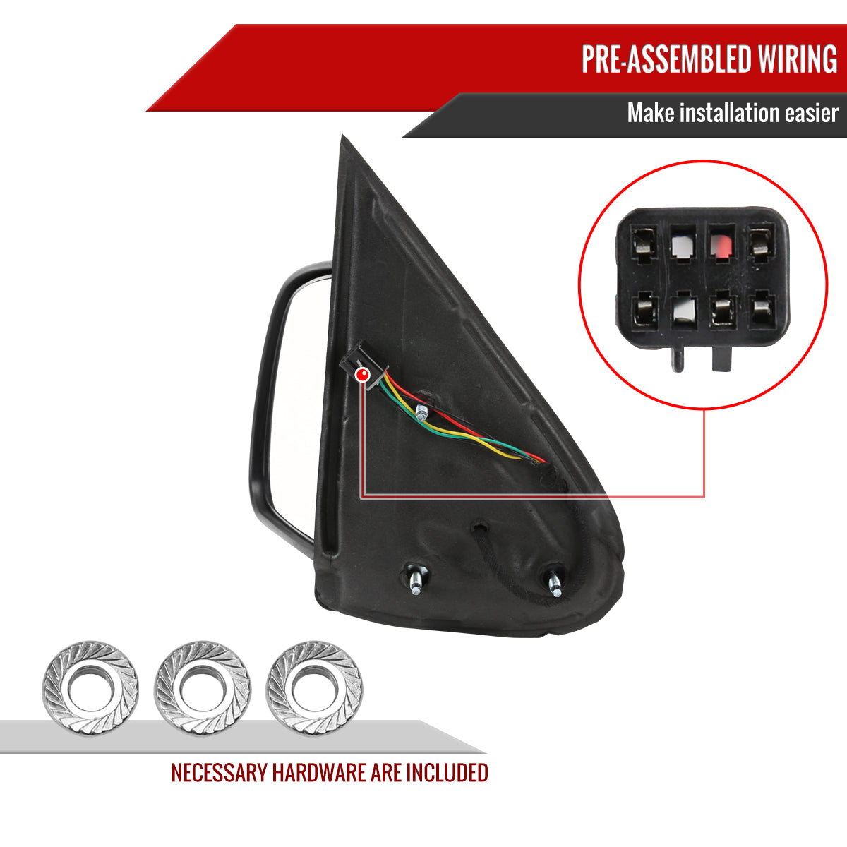 1999-2002 Chevrolet Silverado/Tahoe/Suburban GMC Sierra/Yukon Power Heated Matte Black Right/Passenger Side Mirror