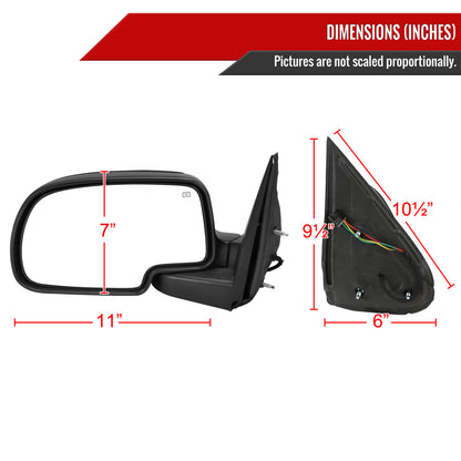 1999-2002 Chevrolet Silverado/Tahoe/Suburban GMC Sierra/Yukon Power Heated Matte Black Right/Passenger Side Mirror