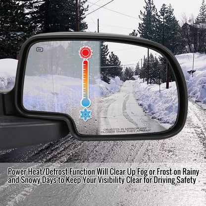 1999-2002 Chevrolet Silverado/Tahoe/Suburban GMC Sierra/Yukon Power Heated Matte Black Right/Passenger Side Mirror