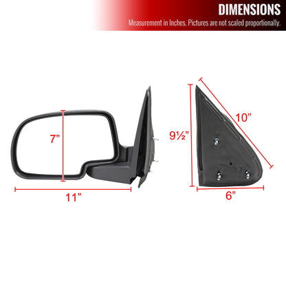 1999-2002 Chevrolet Silverado/Tahoe/Suburban GMC Sierra/Yukon Manually Adjustable Matte Black Left/Driver Side Mirror