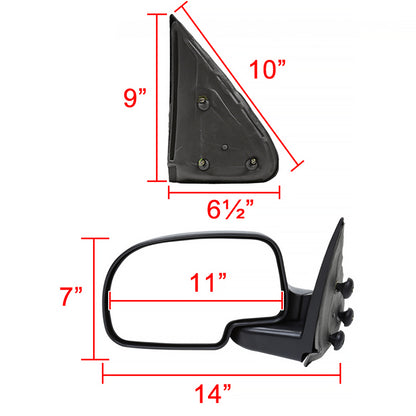 1999-2002 Chevrolet Silverado/Tahoe/Suburban GMC Sierra/Yukon Black Manual Adjustable Side Mirror - Driver Side Only