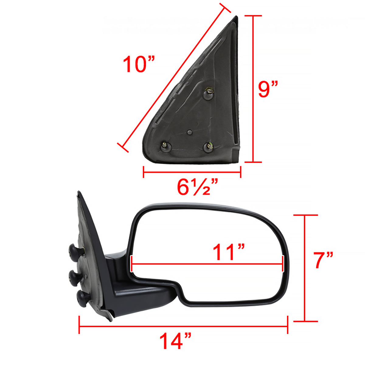 1999-2002 Chevrolet Silverado/Tahoe/Suburban GMC Sierra/Yukon Black Manual Adjustable Side Mirror - Passenger Side Only