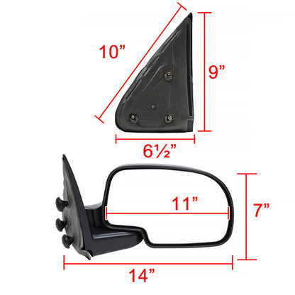1999-2002 Chevrolet Silverado/Tahoe/Suburban GMC Sierra/Yukon Black Manual Adjustable Side Mirror - Passenger Side Only