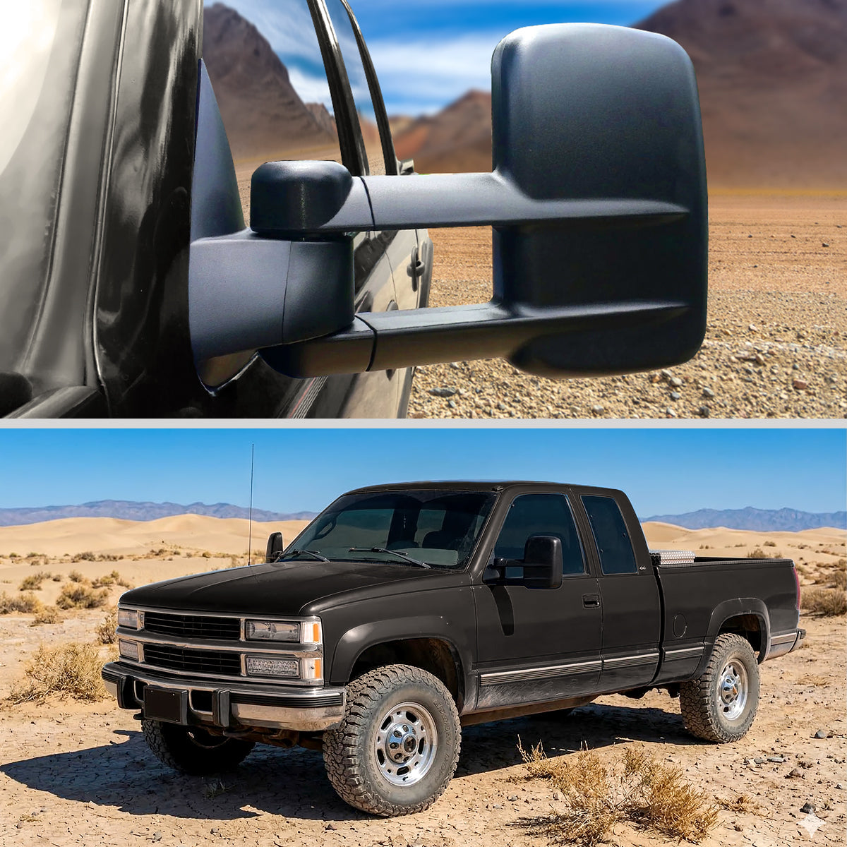 1988-2002 Chevrolet C/K C3500/Tahoe GMC Yukon/Suburban Manual Adjustable & Extendable Towing Mirrors